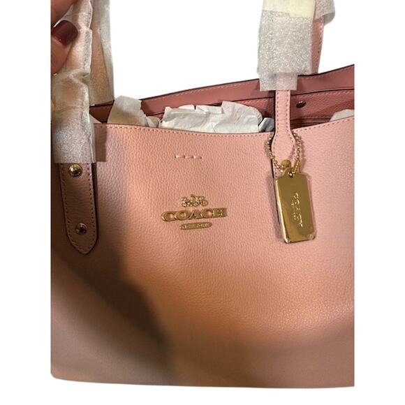 Coach Blush Pink Blossom Leather LTH Town Tote Bag Women NWT - Picture 5 of 13